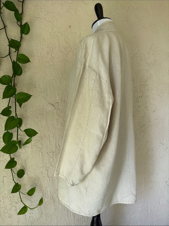 120% Lino Jackets & Blazers - Women's Long Jacket 100% Linen in Cream